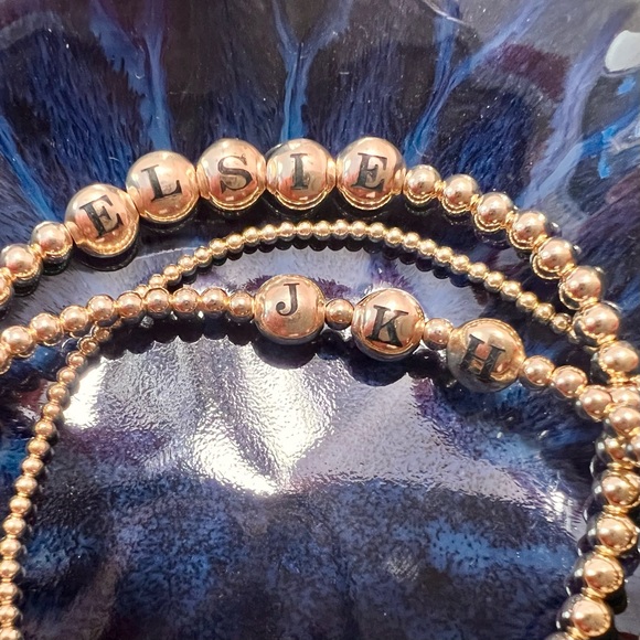 Custom Letter Bracelets with 14k Gold Filled Beads - Set of 3 (2mm, 3mm, 4mm) - Picture 5 of 8